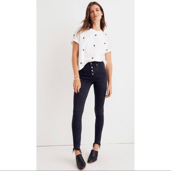 Madewell Denim - Madewell 9 Inch High Rise Skinny Black Raw Hem